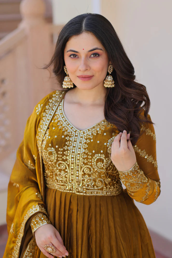FENDY ZARI WITH SEQUINS EMBROIDERED GOWN WITH DUPATTA(WD62)