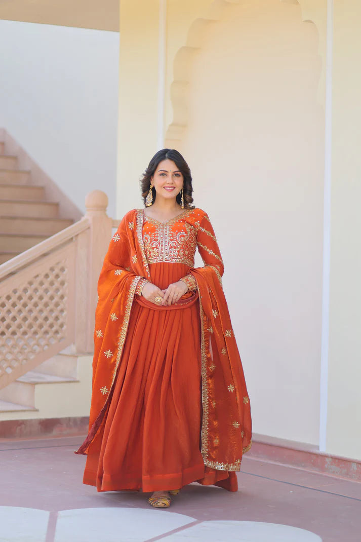 FENDY ZARI WITH SEQUINS EMBROIDERED GOWN WITH DUPATTA(WD62) (01)