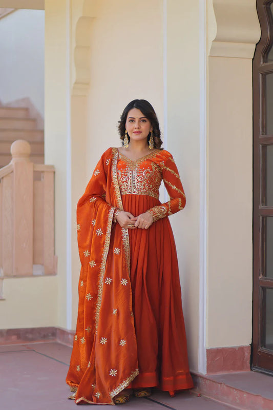 FENDY ZARI WITH SEQUINS EMBROIDERED GOWN WITH DUPATTA(WD62) (01)