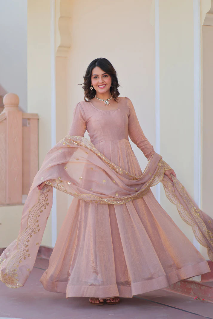 FENDY CHIFFON 12 KALI GOWN WITH EMBROIDERED DUPATTA (WD69) (01)
