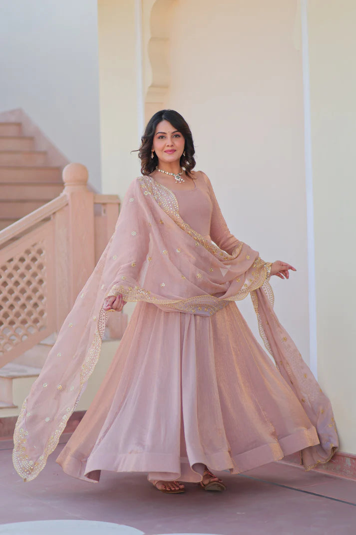 FENDY CHIFFON 12 KALI GOWN WITH EMBROIDERED DUPATTA (WD69) (01)
