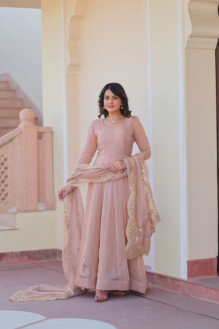 FENDY CHIFFON 12 KALI GOWN WITH EMBROIDERED DUPATTA (WD69) (01)