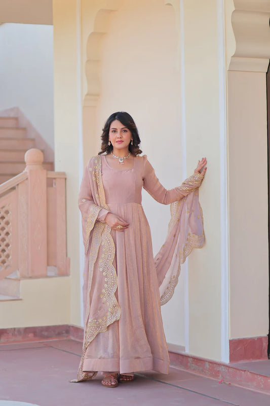 FENDY CHIFFON 12 KALI GOWN WITH EMBROIDERED DUPATTA (WD69) (01)