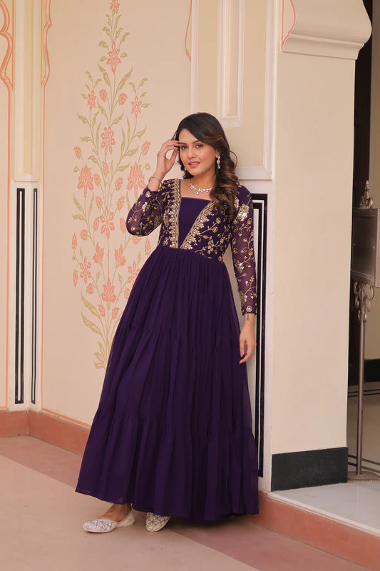 FESTIVAL SPECIAL SEQUINS AND ZARI EMBROIDERED GOWN (WD183) 01