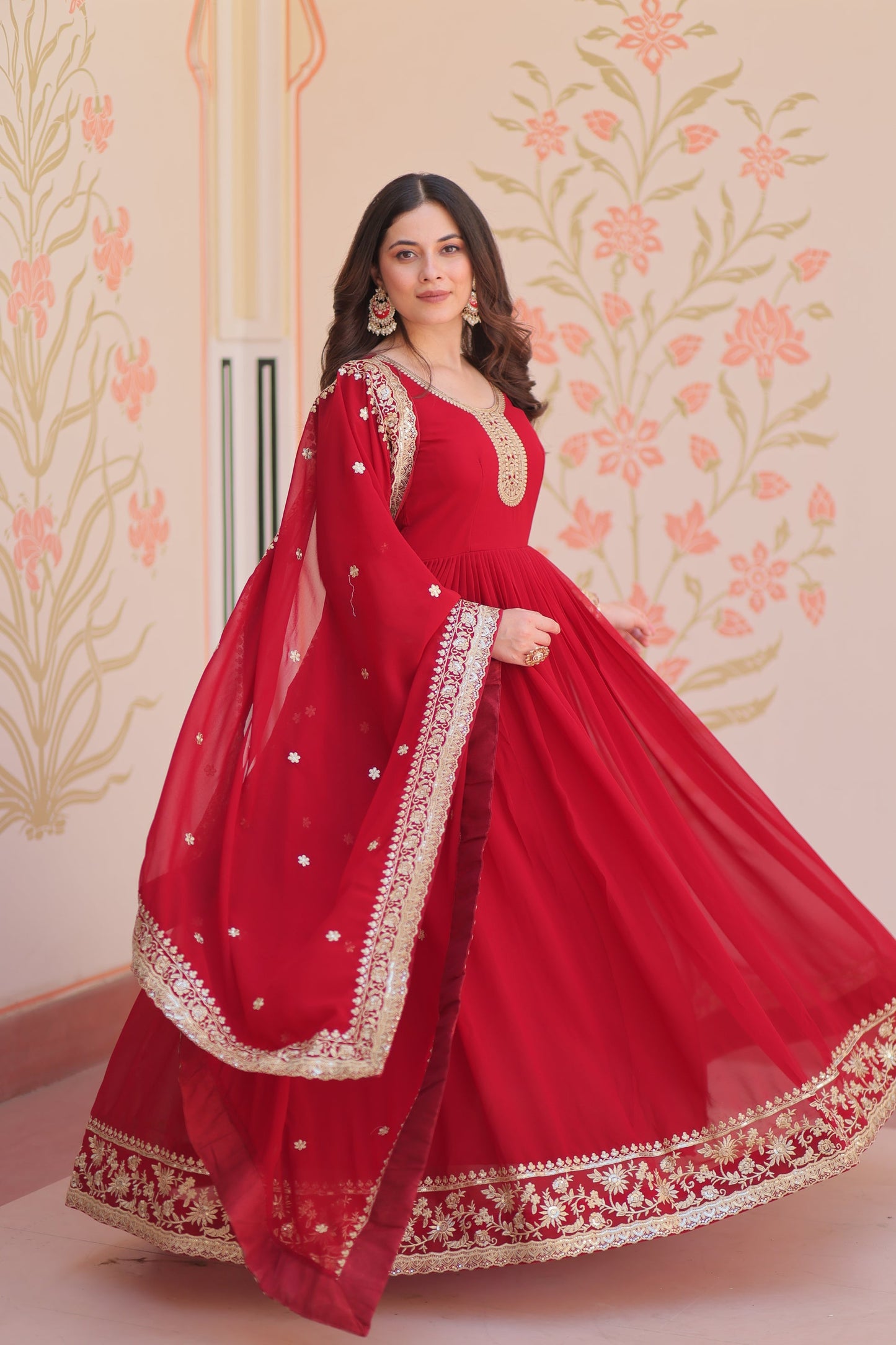 TILTON FESTIVAL SELLING BLOOMING GEORGETTE EMBROIDERED GOWN WITH DUPATTA (WDN55)