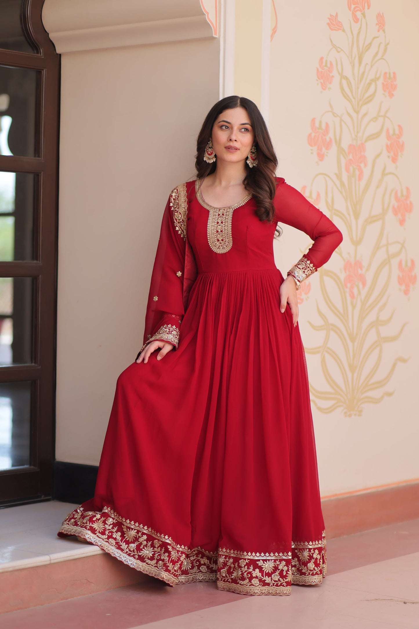 TILTON FESTIVAL SELLING BLOOMING GEORGETTE EMBROIDERED GOWN WITH DUPATTA (WDN55)