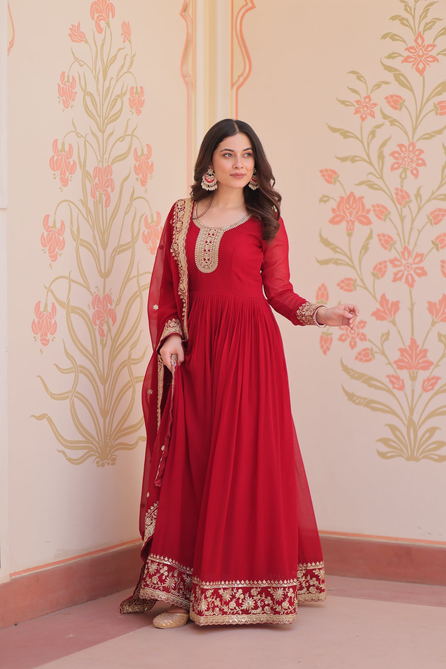 TILTON FESTIVAL SELLING BLOOMING GEORGETTE EMBROIDERED GOWN WITH DUPATTA (WDN55)