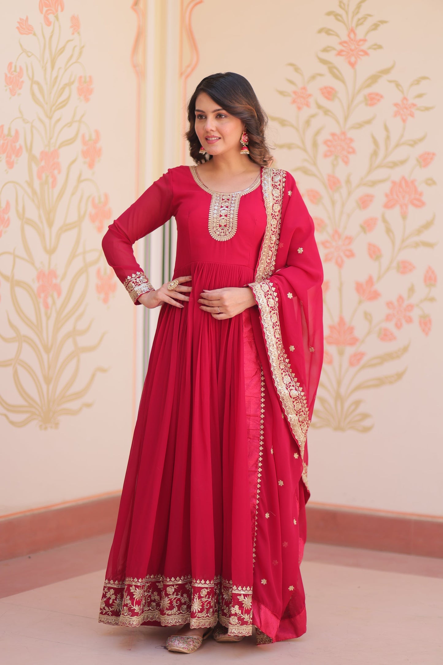 TILTON FESTIVAL SELLING BLOOMING GEORGETTE EMBROIDERED GOWN WITH DUPATTA (WDN55) 02