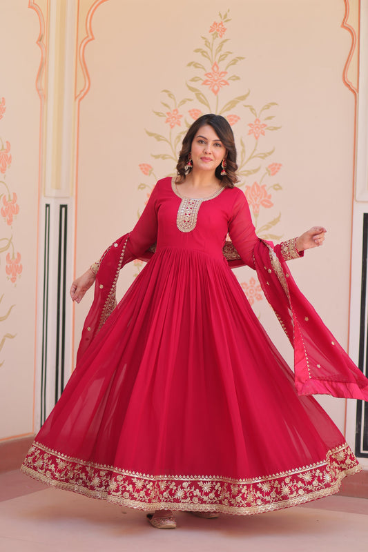 TILTON FESTIVAL SELLING BLOOMING GEORGETTE EMBROIDERED GOWN WITH DUPATTA (WDN55) 02