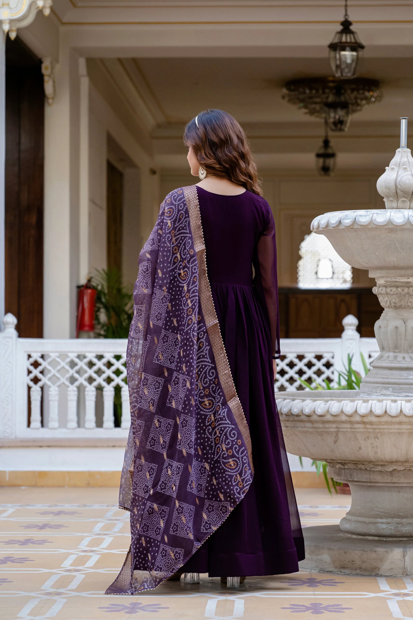PEARL HANDWORK GOWN WITH PRINTED JEQUARD BORDER DUPATTA(WD04)