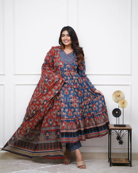 Launching Super Cool, Comfortable And Stylish Pure Cotton Suit Cum Gown Set Which Is Beautifully Decorated With Intricate Hand Work, Jari Work And Lace Detailing In Neck(WARED67)