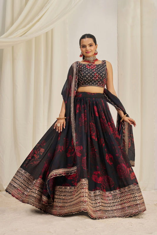 TILTON ORGANZA EMBROIDERED LEHENGA CHOLI WITH DUPATTA