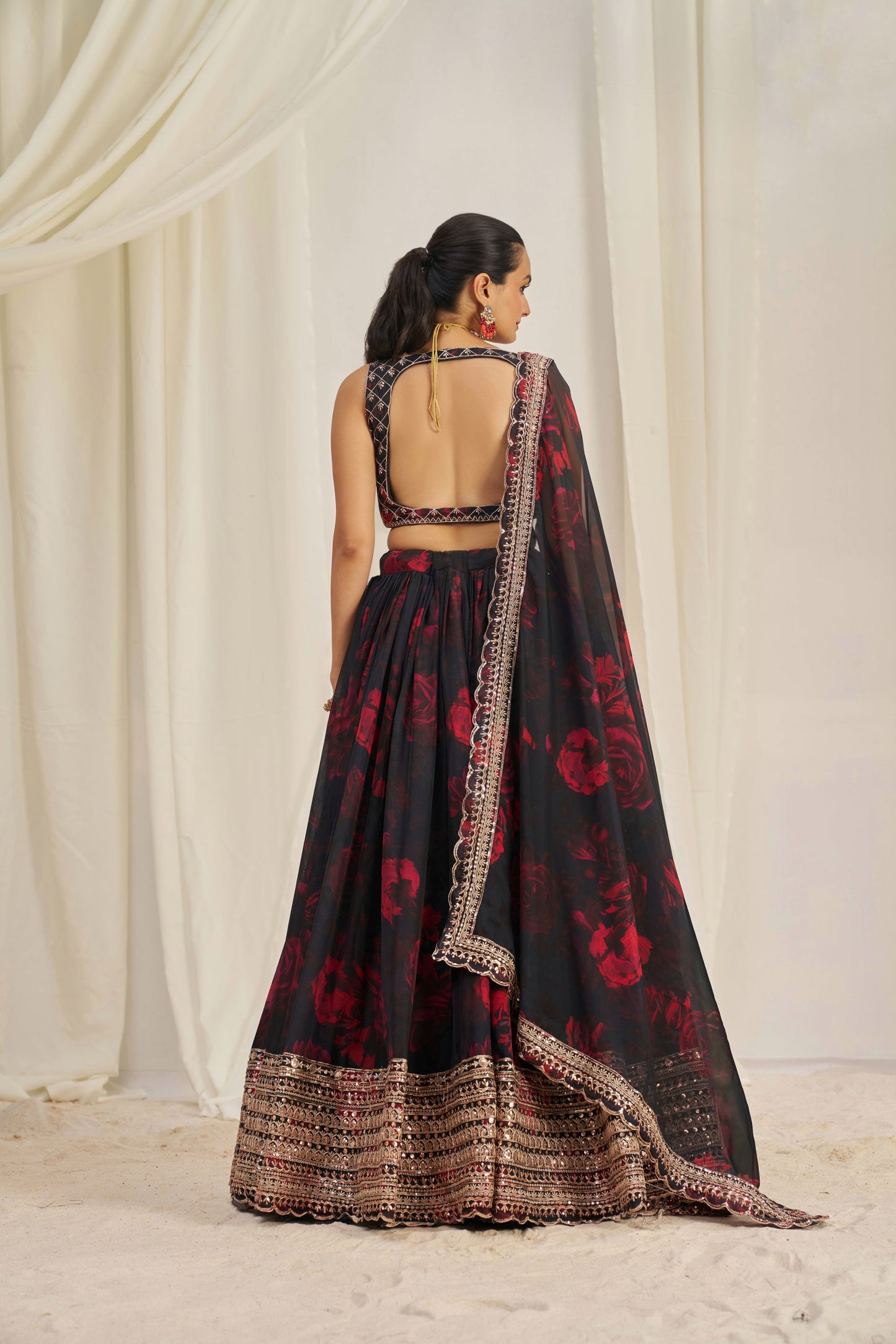 TILTON ORGANZA EMBROIDERED LEHENGA CHOLI WITH DUPATTA