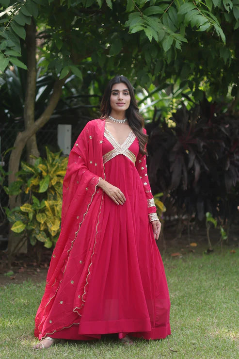 PREMIUM READYMADE ALIA CUT GOWN WITH DUPATTA SET(WD42)