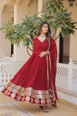 Tilton Faux Blooming Gown with Dupatta With Attractive Embroidered Sequins work.