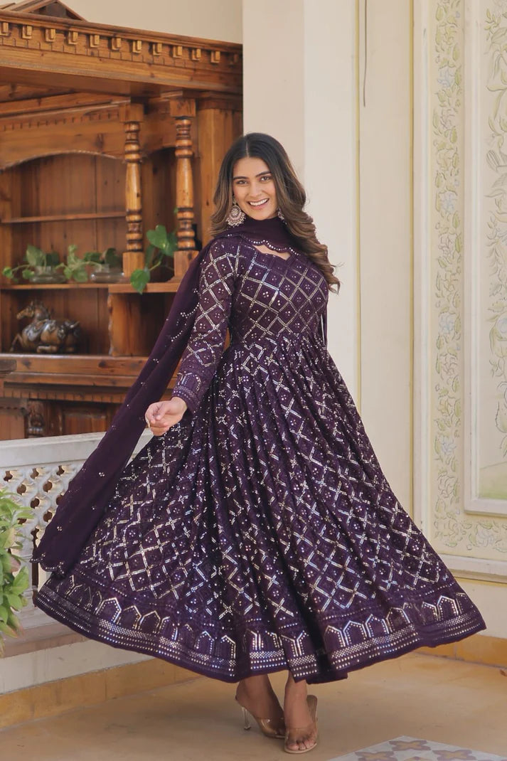 WOMENSAVTAR DESIGNER PREMIUM GOWN-WITH-DUPATTA