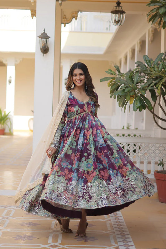 PREMIUM READYMADE ALIA CUT GOWN WITH DUPATTA SET(WD17)