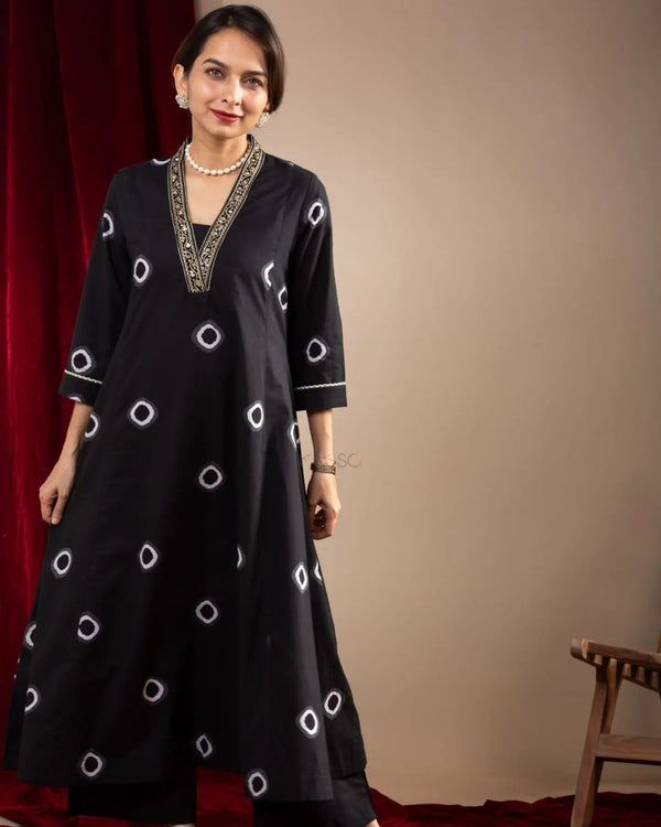 Introducing the latest addition to our fashion collection the long Aliya cut type aline kurta Style made from high-quality cotton, embellished with exquisite embroidery work on neck line with pant.