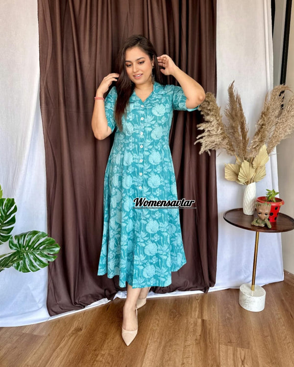 Premium cotton printed fir flair dresses 👗👗 are a prefect option for your daily casual wardrobe for work or leisure👚👚👚👚👚👚👚