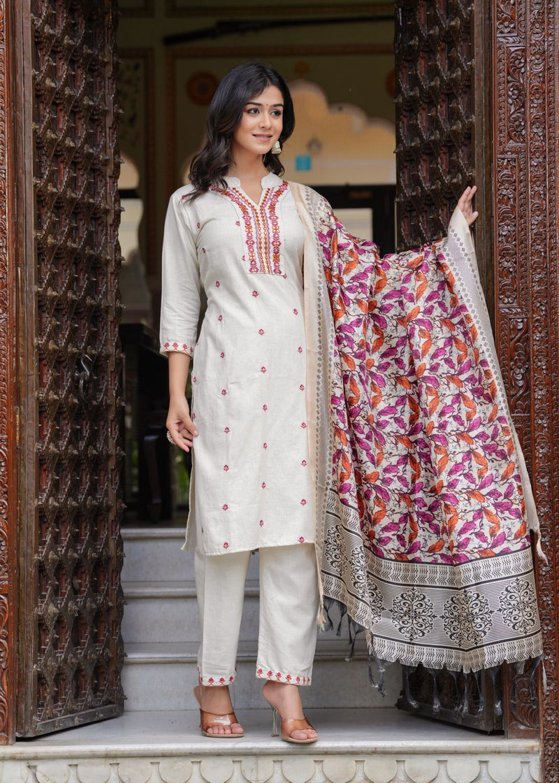 .Beautiful cottonflex kurti with pant and khadi silk Chanderi digital print dupatta ❣️