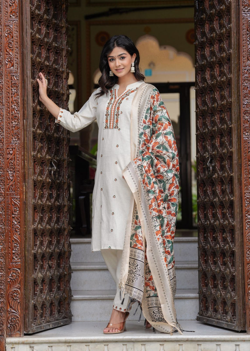 Beautiful cottonflex kurti with pant and khadi silk Chanderi digital print dupatta ❣️