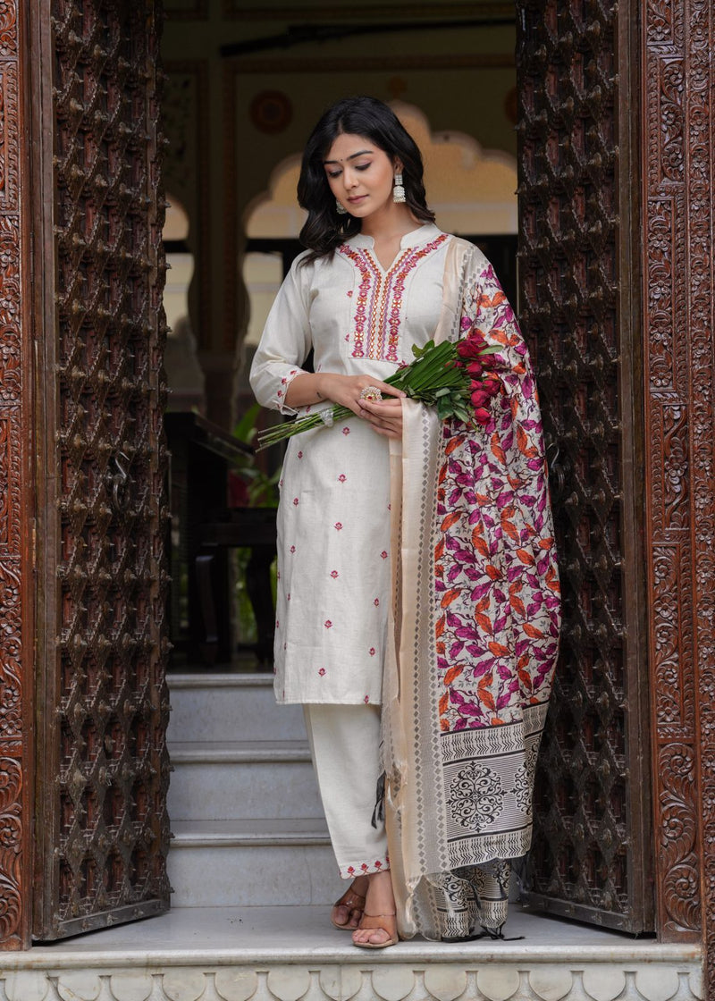 .Beautiful cottonflex kurti with pant and khadi silk Chanderi digital print dupatta ❣️