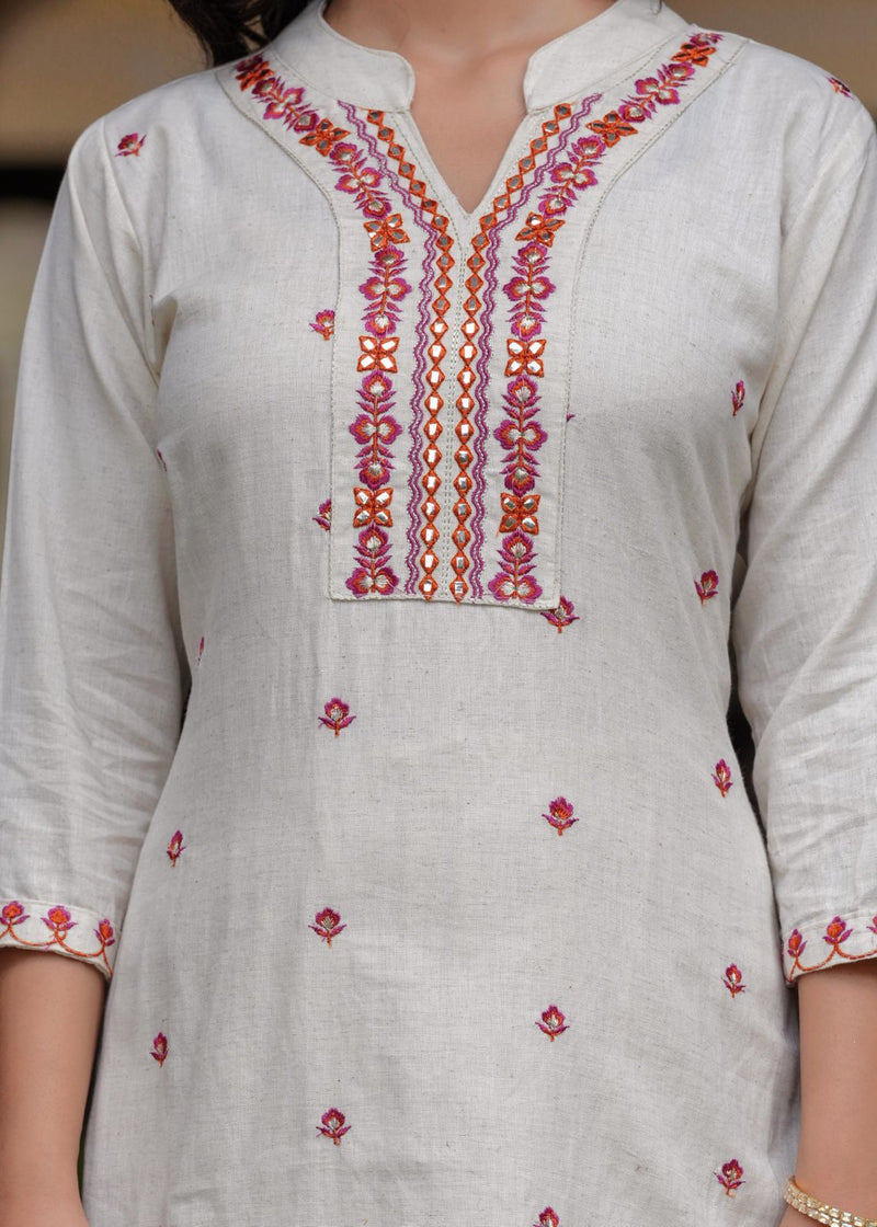 .Beautiful cottonflex kurti with pant and khadi silk Chanderi digital print dupatta ❣️