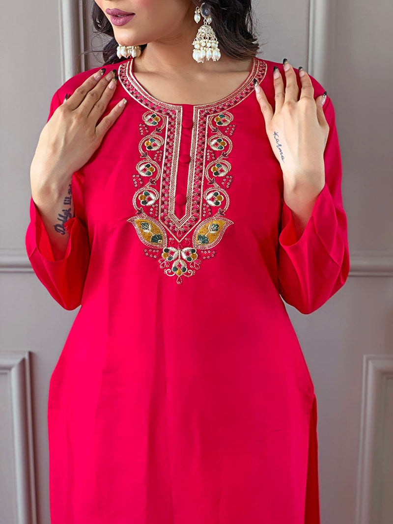 Featuring Beautiful Viscose Chanderi Suit Set Which Is Beautifully Decorated With Coding embroidery