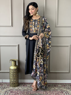 Featuring Beautiful Viscose Chanderi Suit Set Which Is Beautifully Decorated With Coding Embroidery Work. It Is Paired With Matching Dupatta And Pant