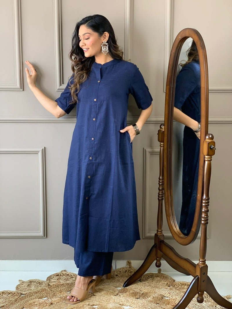 Launching Designer Co-erd set in Aline kurti pattern paired with Ankle length plazo giving perfect outfit and deliberate choice about your look.....👑👑