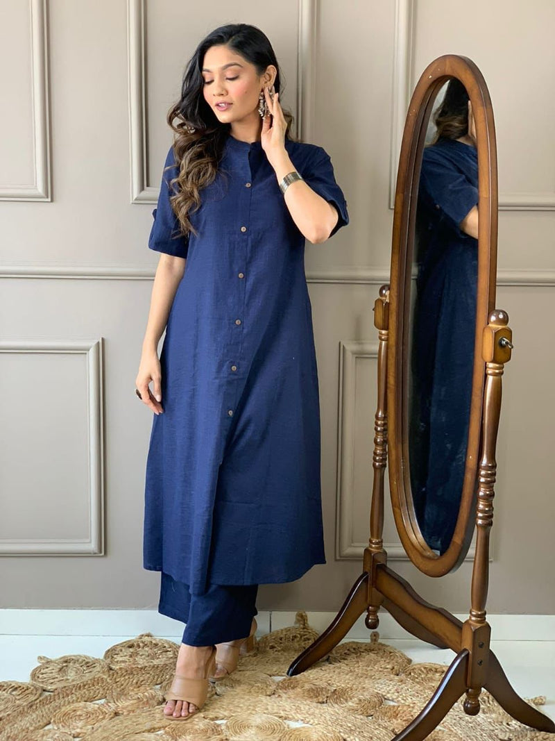 Launching Designer Co-erd set in Aline kurti pattern paired with Ankle length plazo giving perfect outfit and deliberate choice about your look.....👑👑