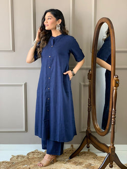 Launching Designer Co-erd set in Aline kurti pattern paired with Ankle length plazo giving perfect outfit and deliberate choice about your look.....👑👑