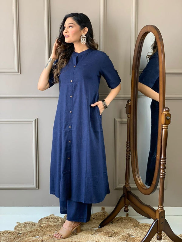 Launching Designer Co-erd set in Aline kurti pattern paired with Ankle length plazo giving perfect outfit and deliberate choice about your look.....👑👑