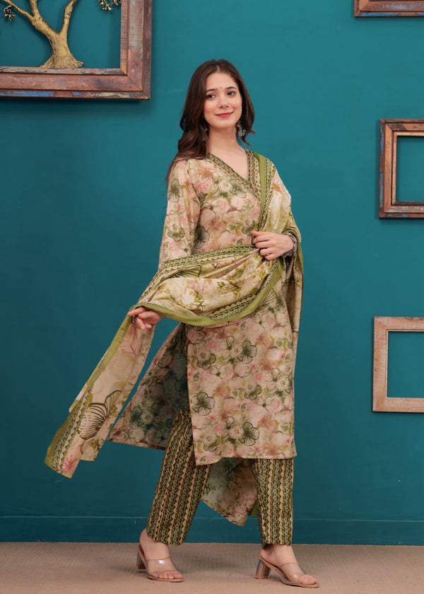 Pure fine Muslin fabric Kurti with comfy Pant with Digital Print dupatta🌹