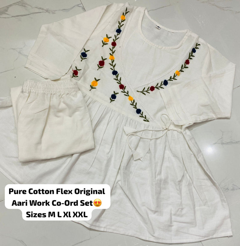 Pure Cotton Flex Original Aari Work Co-Ord Set😍