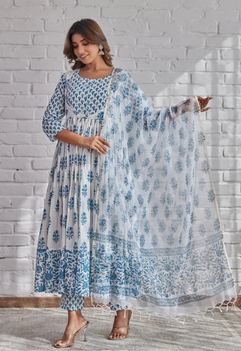 Hand Block Printed Anarkali Set – a perfect blend of grace and style.