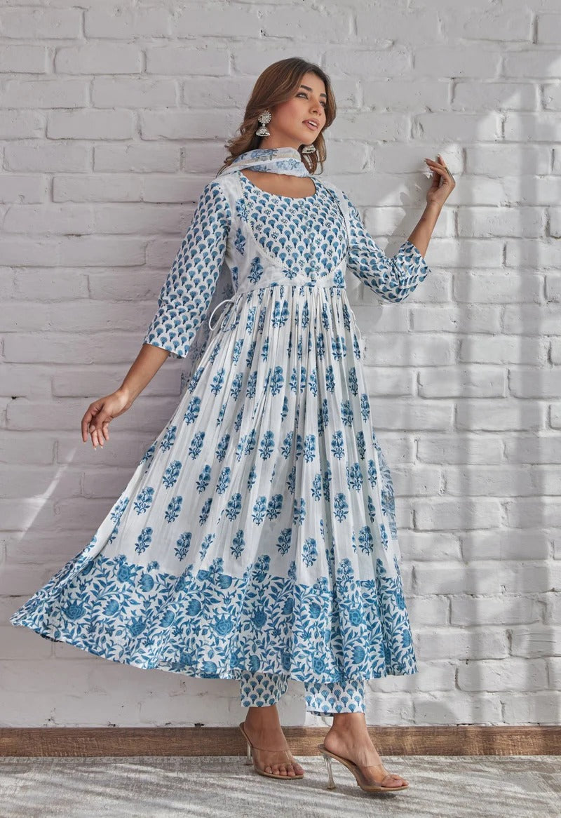 Hand Block Printed Anarkali Set – a perfect blend of grace and style.