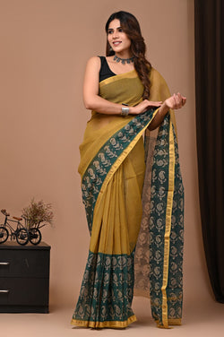 Exclusive hand Block Printed Kota Doria Saree (SWSRKO35)