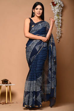 Exclusive hand Block Printed Kota Doria Saree (SWSRKO35)