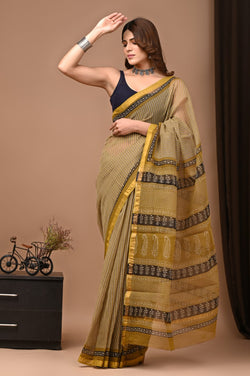 Exclusive hand Block Printed Kota Doria Saree (SWSRKO35)