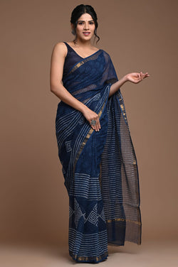 Exclusive hand Block Printed Kota Doria Saree (SWSRKO33)