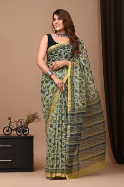 Exclusive hand Block Printed Kota Doria Saree (SWSRKO19)