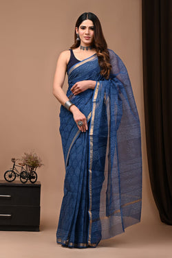 Exclusive hand Block Printed Kota Doria Saree (SWSRKO13)