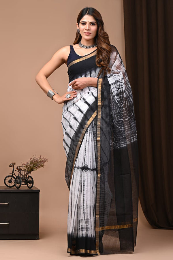 Exclusive hand Block Printed Kota Doria Saree (SWSRKO08)