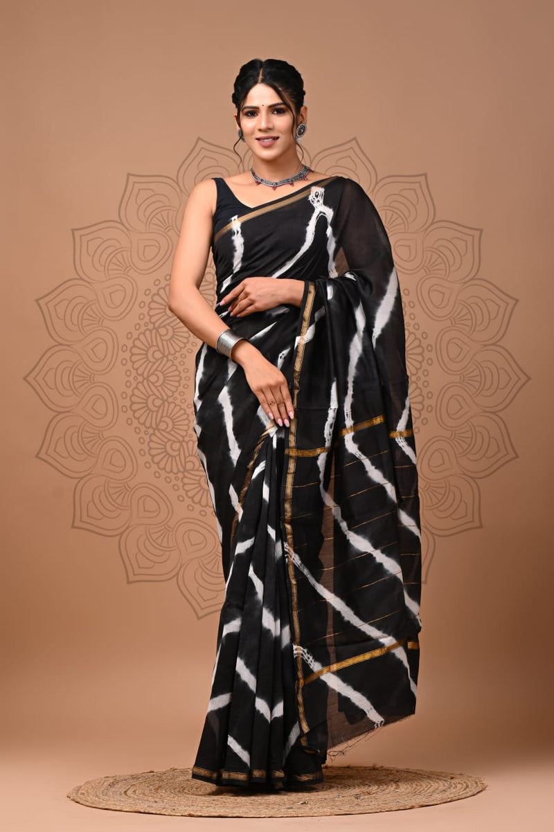 Premium Hand Block Printed Chanderi Silk Saree