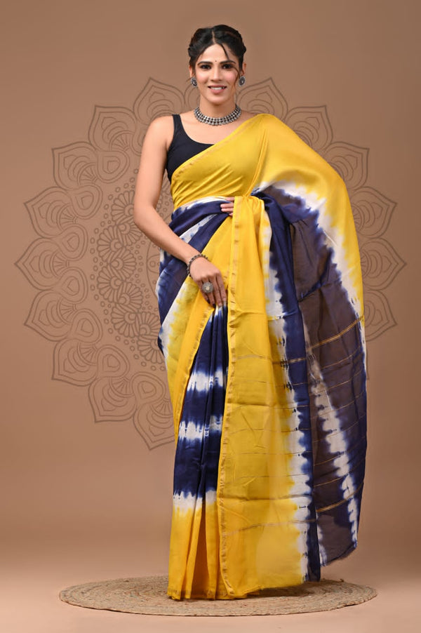 Premium Hand Block Printed Chanderi Silk Saree