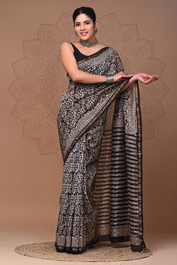 Premium Hand Block Printed Chanderi Silk Saree