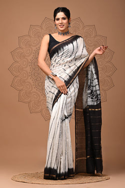 Premium Hand Block Printed Chanderi Silk Saree