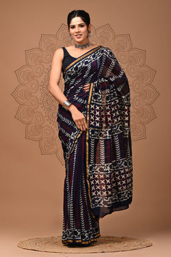 Premium Hand Block Printed Chanderi Silk Saree