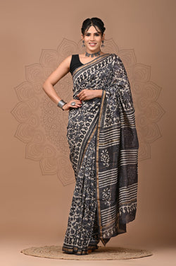 Premium Hand Block Printed Chanderi Silk Saree (SWSRCHACH27)